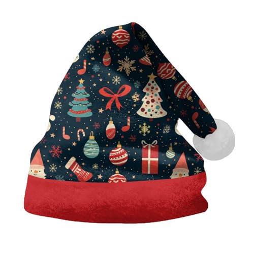 Nikolausmütze Festliche Grün Weihnachtsmützen Plüsch Rand Blau Mütze Weich Lustig Weihnachten Schwarz Weihnachtsmütze Xmas Santa Hat Schnee Weihnachtsmannmütze für Erwachsene Kinder von Kobilee