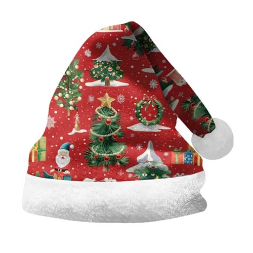 Nikolausmütze Festliche Weich Weihnachten Mütze Grün Blau Winter Warm Weihnachtsmützen Schwarz Weihnachtsmütze Schnee Zipfelmütze Helle Und Bunte Christmas Hat für Erwachsene Kinder von Kobilee