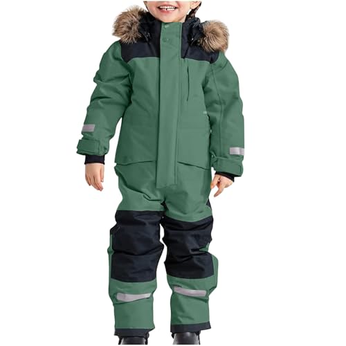 Overall Kinder, Skianzug, Schneeanzug, Schneeanzug 122 Mädchen, Schneeanzug Kinder 116, Ski Anzug Kinder, Schneeoverall, Schneeanzug 104 Jungen 008 Grün,8-9 Jahre von Kobilee