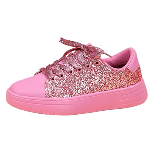 Pailletten Schuhe Rosa, Glitzer Schnürsenkel Strass, Glitzer Sneaker Damen Pailletten Flach Schuhe Silber Outdoor Sportschuhe Slip On Laufschuhe Turnschuhe Festliche Schuhe Schnürsenkel Walkingschuhe von Kobilee