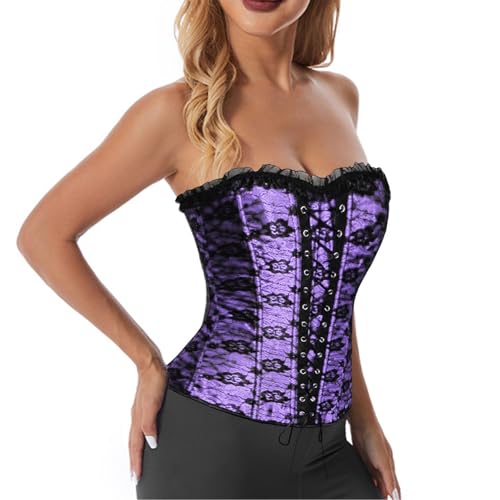 Retourenware, Brown Corset Weißes Korsett Kleid Grünes Schwarzes Corsage Damen Black Korsagen & Bustiers für Red Vampir Kostüm Sexy Vampire Oberteil Weiß Pink Piratenkostüm Korsettkleid von Kobilee