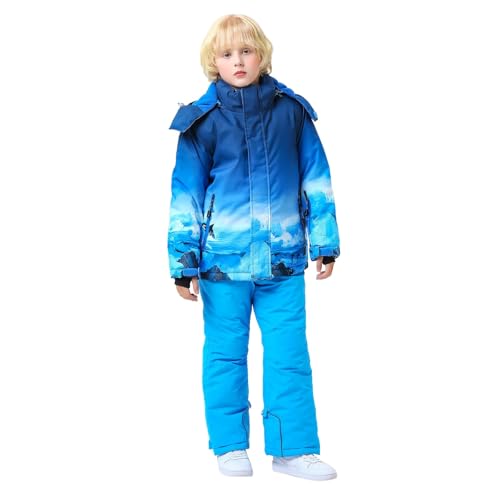 Schneeanzug 122 Mädchen: Kinder Skianzug 2 Teilig mit Kapuze Thermo Winteranzug Wasserdicht Winddicht Ski Anzug Outdoor Snowboard Schneeoverall Verdickte Warme Skianzüge Schneeanzüge für Jungen von Kobilee