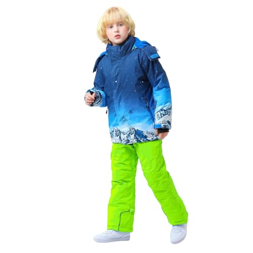 Schneeanzug 98: Mädchen Jungen Skianzug 2 Teilig mit Kapuze Thermo Winteranzug Wasserdicht Winddicht Ski Anzug Outdoor Snowboard Schneeoverall Verdickte Warme Skianzüge Schneeanzüge für Kinder von Kobilee