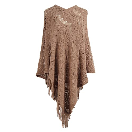 Warehouse Deal, Pashminas für Damen Poncho Herbst Strick Ponchos & Capes Schal Winter Elegant Wolle Umhang Warm Schultertuch Cape Stola Schulterwärmer Pullover Kapuzenmantel Baumwolle von Kobilee