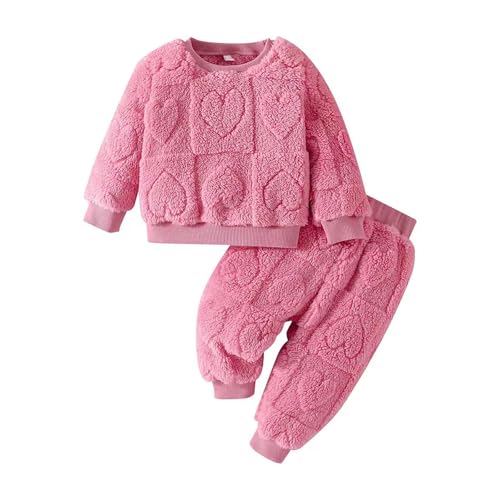 Warehouse Deal: Schlafanzug Mädchen Jungen Fleece Zweiteiler Pyjama Baby Flanell Kuschel Pijamas Plüsch Winter Warme Schlafanzüge Flauschige Nachtwäsche Pjs mit Lange Oberteile und Hosen Lose von Kobilee