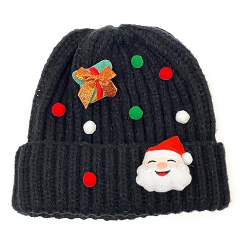 Weihnachten Mütze Blau Winter Warm Weihnachtsmützen Festliche Plüsch Rand Nikolausmütze Schwarz Weihnachtsmütze Weich Schnee Zipfelmütze Weihnachtsmann Nikolausmützen für Erwachsene Kinder von Kobilee