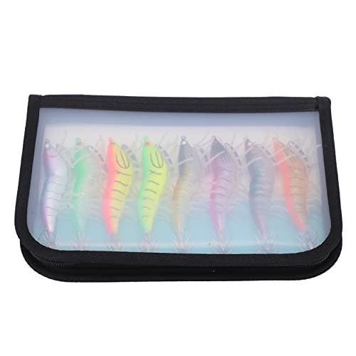 Holz Garnelen Köder Angeln Künstliche Köder mit Leuchtenden Haken Nacht Angeln Tintenfisch Jig für Angeln ABS Multi-Color 8PCS von Koieam