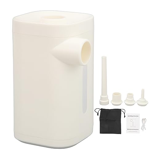 Koieam Mini-Luftpumpe, mit 4 Düsen, 4000 mAh, aufblasend, pumpend, Beleuchtung, 3-in-1, kleine tragbare Pumpe für Schwimmkörper, Luftmatratze, Schwimmring (White) von Koieam