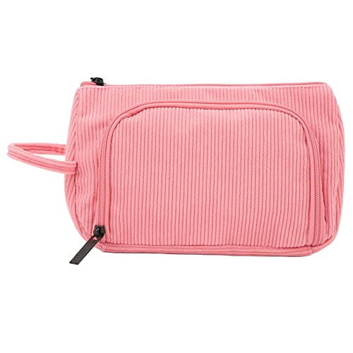 Koieam Reise-Kosmetiktasche, Kosmetiktasche aus Cord, großes Fassungsvermögen, handlich, tragbar, multifunktionale Make-up-Tasche für Frauen und Mädchen (Pinkish) von Koieam