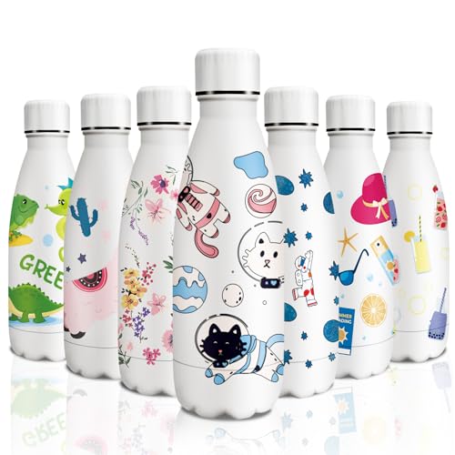 KollyKolla Edelstahl Trinkflasche Kinder 350ml, 3D-Druck Trinkflasche Klein, Trinkflasche Sport, Trinkflasche Kohlensäure Geeignet, Auslaufsicher Thermoskanne, BPA-Frei, Trinkflaschen für Kinder von KollyKolla