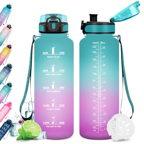 KollyKolla Trinkflasche 1.5L, Trinkflasche Sport, Trinkflasche groß, Wasserflasche Auslaufsicher, BPA-Frei, Trinkflasche mit Zeitmarkierungen, Sportflasche für Erwachsener, Büro, Fitness, Sport KollyKolla Trinkflasche 1.5L, Trinkflasche Sport, Trinkflasche groß, Wasserflasche Auslaufsicher, BPA-Frei, Trinkflasche mit Zeitmarkierungen, Sportflasche für Erwachsener, Büro, Fitness, Sport von KollyKolla