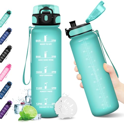 KollyKolla Trinkflasche Kohlensäure Geeignet 1L, Wasserflasche mit Zeitmarkierungen und Filter, Sport Trinkflasche Auslaufsicher, Sportflasche, Kinder, Erwachsener, Camping, Gym, Büro, Yoga, Fitness KollyKolla Trinkflasche Kohlensäure Geeignet 1L, Wasserflasche mit Zeitmarkierungen und Filter, Sport Trinkflasche Auslaufsicher, Sportflasche, Kinder, Erwachsener, Camping, Gym, Büro, Yoga, Fitness von KollyKolla