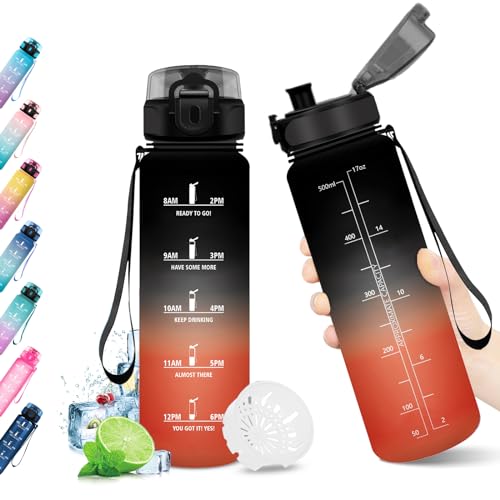 KollyKolla Trinkflasche Sport Kinder 500ml,Trinkflasche Kohlensäure Geeignet, Auslaufsicher, Wasserflasche mit Zeitmarkierungen, Water Bottle für Kinder, Schule, Fahrrad, Sport, Maedchen, Junge von KollyKolla