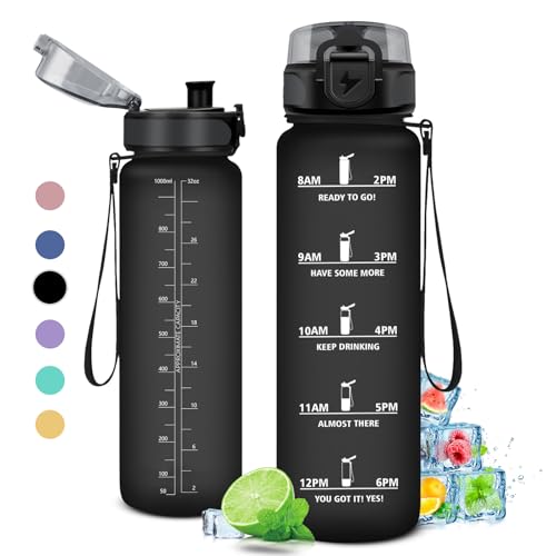 Trinkflasche 1L, Trinkflasche mit Zeitmarkierung und Filter, Auslaufsicher Wasserflasche Kohlensäure Geeignet für Fahrrad, Schule, Maedchen, Sport Trinkflasche 1L, Trinkflasche mit Zeitmarkierung und Filter, Auslaufsicher Wasserflasche Kohlensäure Geeignet für Fahrrad, Schule, Maedchen, Sport von KollyKolla