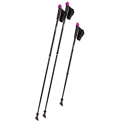 Komperdell Spirit Vario Black/pink, verstellbare Nordic Walking Stöcke, 2teilig Alu, mit Klickschlaufen Gr. M von Komperdell