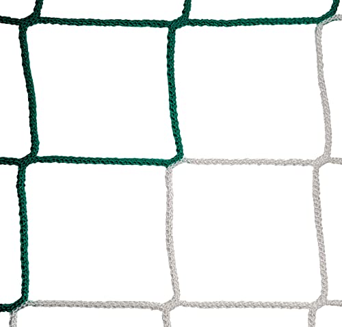 Konege Ballfangnetz Höhe 4,0m, Länge wählbar, Maschenweite 12,0cm, Kordel 4,0mm, randverstärkt, weiß-grün von Konege