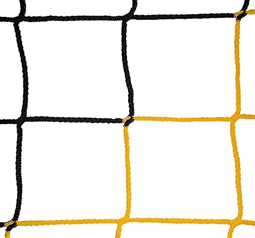 Konege Ballfangnetz Höhe 5,5m, Länge wählbar, Maschenweite 12,0cm, Kordel 4,0mm, randverstärkt, gelb-schwarz von Konege
