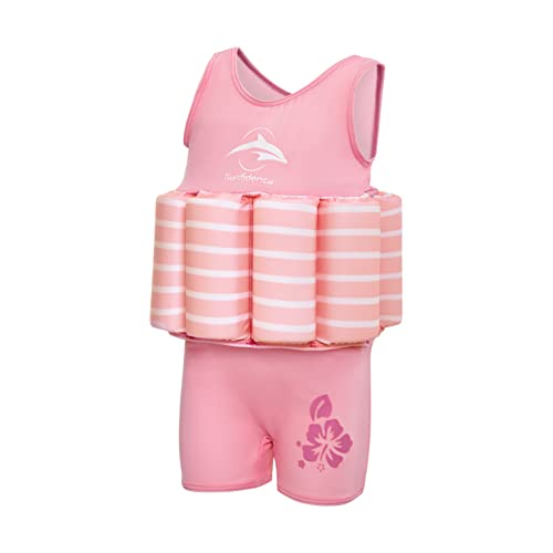 Konfidence Badeanzug mit Schwimmhilfe 2 - 3 Jahre Rosa - Pink Breton Stripe von Konfidence