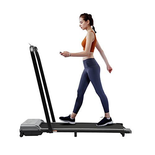 Konfiur 500W Laufband für Zuhause, 2.5HP Schreibtisch-Laufband, LED Klappbares Elektrisches Laufband Bis 6 km/h Treadmill für Zuhause & Büro, Fernbedienung und App, Schwarz von Konfiur