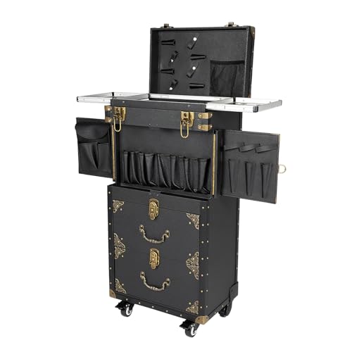 Konfiur Friseurwagen Trolley, 4-Tier Arbeitswagen Rechteckig Schminkkoffer Friseur Koffer, Groß Kosmetik-Organisator Nagelkoffer mit Griff Universal-Räder, 39 * 25.5 * 82cm Schwarz Konfiur Friseurwagen Trolley, 4-Tier Arbeitswagen Rechteckig Schminkkoffer Friseur Koffer, Groß Kosmetik-Organisator Nagelkoffer mit Griff Universal-Räder, 39 * 25.5 * 82cm Schwarz von Konfiur