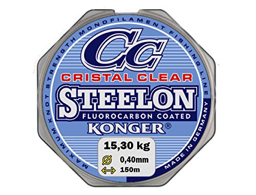 Angelschnur KONGER Cristal Clear Fluorocarbon Coated 0,12-0,50mm /150m Monofile Super stark ! (0,05€/m) (0,40mm / 15,40kg) von Konger