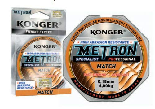 Konger Angelschnur Metron Specialist Pro Match Spule 150m stark! (0,18mm / 4,90kg) von Konger