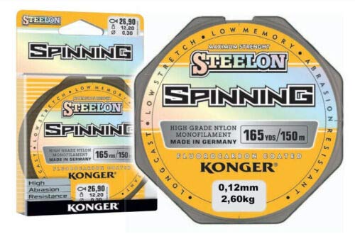 Konger Angelschnur STEELON Spinning Fluorocarbon Coated 0,12-0,30mm/150m Monofile (0,12mm / 2,60kg) von Konger