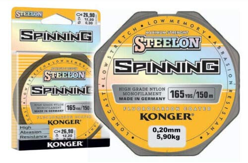 Konger Angelschnur STEELON Spinning Fluorocarbon Coated 0,12-0,30mm/150m Monofile (0,20mm / 5,90kg) von Konger