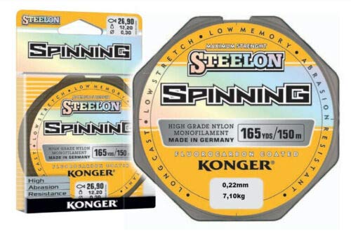 Konger Angelschnur STEELON Spinning Fluorocarbon Coated 0,12-0,30mm/150m Monofile (0,22mm / 7,10kg) von Konger