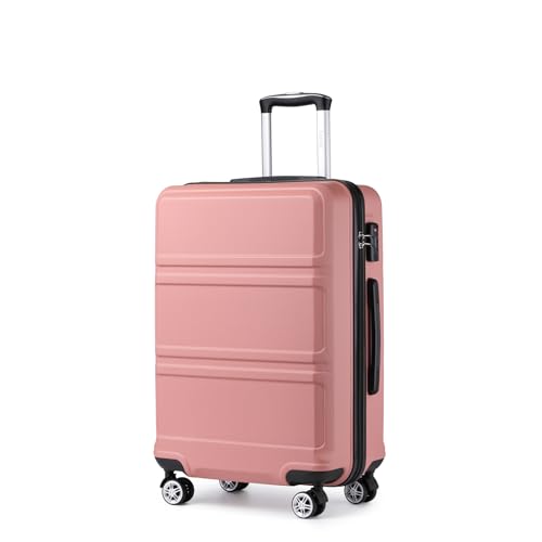 KONO Koffer Trolley Hartschale Handgepäck Zwillingsrollen Leichtgewicht ABS Kabinentrolley Reisekoffer Zahlenschloss 55cm (Nude) von KONO