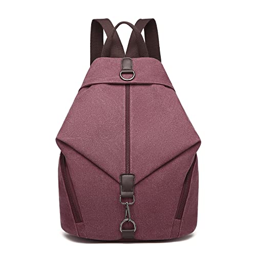 Kono Rucksack Canvas Daypack Damen Rucksäcke Vintage Umhängetasche Groß Schulterrucksäcke Reisetasche für Reise Outdoor Schule Rot Kono Rucksack Canvas Daypack Damen Rucksäcke Vintage Umhängetasche Groß Schulterrucksäcke Reisetasche für Reise Outdoor Schule Rot von KONO