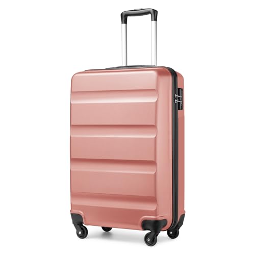 KONO Koffer Trolley Mittelgroß Leicht Hartschalenkoffer aus ABS Reisetasche mit 4 Rollen und TSA Schloss Koffer L 66x45x26cm, 63 Liter, Nude von KONO