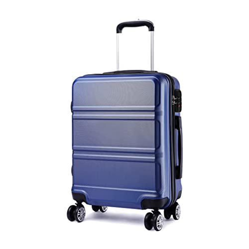 Kono Trolley Koffer Mittelgroß 4 Rollen Leicht Hartschalenkoffer Reisekoffer mit TSA Schloss, 65x41x26cm, 61Liter, Zwillingsrollen Rollkoffer, ABS Hartschale (Dunkelblau, L) von KONO