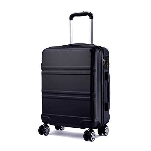 KONO Trolley Koffer Mittelgroß 4 Rollen Leicht Hartschalenkoffer Reisekoffer mit TSA Schloss, 65x41x26cm, 61Liter, Zwillingsrollen Rollkoffer, ABS Hartschale (Schwarz, L) von KONO