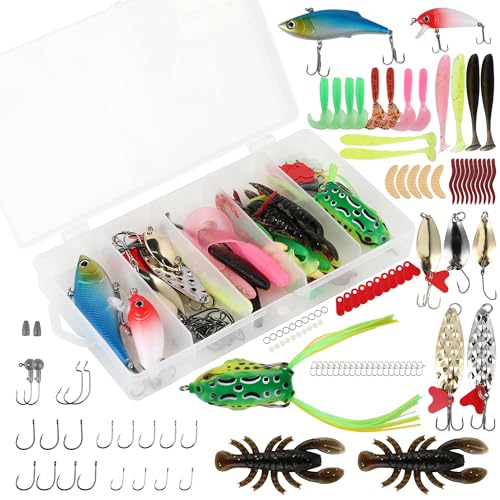 Angelköder Set mit Angelbox, 107/137 PCS Angelzubehör Set einschließlich Spinner, VIB, Gummifische für Hecht, Zander, Forelle, Barsch, Köderbox Angeln Angel Köder für Süßwasser Salzwasser Angelköder Set mit Angelbox, 107/137 PCS Angelzubehör Set einschließlich Spinner, VIB, Gummifische für Hecht, Zander, Forelle, Barsch, Köderbox Angeln Angel Köder für Süßwasser Salzwasser von KoolYouth