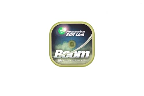 Korda Boom Stiff Link aus Fluorkohlenstoff, 9 kg, 0,50 mm, grün getönte Hakenverbindung zum Karpfenangeln, Crimpbar und langlebig für Spinner, aufklappbare steife und Kombi-Rigs, 15-m-Spule von Korda