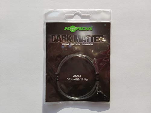 Korda Dark Matter Ring Swivel Leader 50cm 40lb Clear KSZ70 Montage Karpfenvorfach Vorfach von Korda