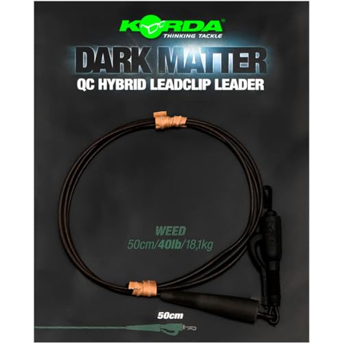 Korda Montage zum Karpfenangeln Dark Matter Leader QC Hybrid Clip 50cm 40lb, Farbe:Weed von Korda