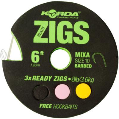 Korda Ready Zigs 8' Barbless Size 10/240cm/3 zigs on spool von Korda