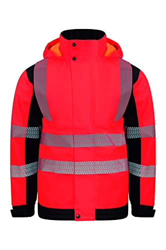 Korntex Hi-Vis Copenhagen Softshell Regen-Jacke (bedruckbar) - Wasserdichte Warnschutz-Arbeitsjacke rot L von Korntex