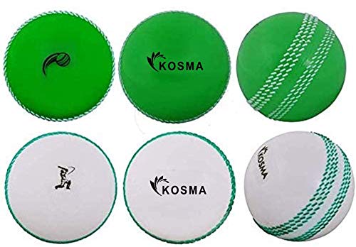 Kosma Windball-Übungsball, weich, für Sport und Outdoor, 3 Stück, Grün mit weißer Naht, 3 Stück von Kosma