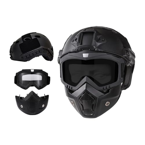 Airsoft Helm und Vollgesichts Maske, abnehmbare Airsoft Brille, Paintball PJ Fast Helm mit Front NVG Mount und Side Rail Airsoft Helm und Vollgesichts Maske, abnehmbare Airsoft Brille, Paintball PJ Fast Helm mit Front NVG Mount und Side Rail von Koyheng