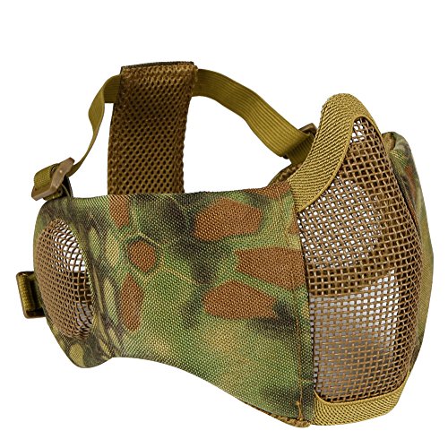 Koyheng Taktische Half Face Mesh-Maske mit Ohr-Abdeckung Airsoft schützende untere Schutz für CS Paintball BBS Shooting Koyheng Taktische Half Face Mesh-Maske mit Ohr-Abdeckung Airsoft schützende untere Schutz für CS Paintball BBS Shooting von Koyheng