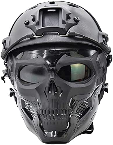 PJ Tactical FSAT Helm mit Einstellbarer Airsoft Skull Vollgesichts Maske von Koyheng