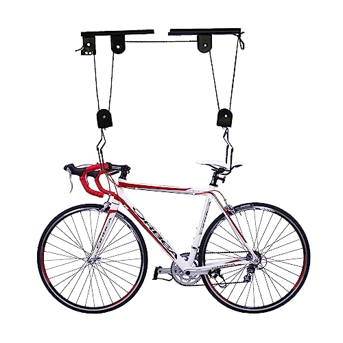 Fahrradlift mit Flaschenzug | Tragkraft bis 60 Kg | Fahrradhalterung | Deckenhalterung für Fahrräder und E-Bikes | Mechanisch | Deckenlift, Schwarz von Kozivmo