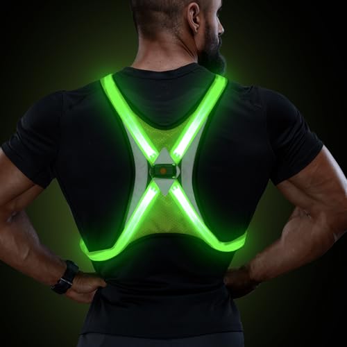 LED Reflektierende Weste, Wiederaufladbare LED Warnweste Lauflicht, Verstellbarer Laufweste Reflektierend, Wasserdicht Leichtgewichts Joggen Zubehör für Joggen Laufen, Hund, Spazierengehen, L LED Reflektierende Weste, Wiederaufladbare LED Warnweste Lauflicht, Verstellbarer Laufweste Reflektierend, Wasserdicht Leichtgewichts Joggen Zubehör für Joggen Laufen, Hund, Spazierengehen, L von Kpuplol