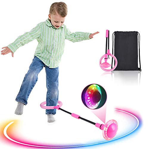 Kqpoinw Kinder Blinkender Springring, Swing Wheel mit Lichtrad Knöchelsprungball Glühender Springender Ball Blinkender Sprungball Spielzeug für Kinder und Erwachsene (Rosa) von Kqpoinw