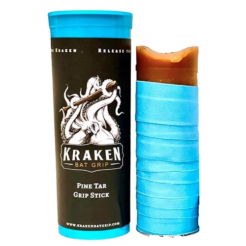 Kraken Bat Grip Batting Pine Tar Grip Stick Enhancer für Baseballschläger und andere Sportgeräte, Babyblau, Einheitsgröße von Kraken Bat Grip