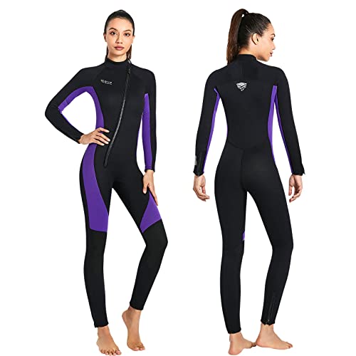 KREVZ 3mm Neoprenanzug Herren Damen Neopren Tauchanzüge Ganzkörper-Tauchanzüge, Frontreißverschluss Langarm Stretch Tauchhaut zum Schwimmen Schnorcheln Tauchen Surfen Wassersport von Krevz