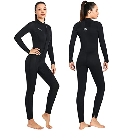 KREVZ 3mm Neoprenanzug Herren Damen Neopren Tauchanzüge Ganzkörper-Tauchanzüge, Frontreißverschluss Langarm Stretch Tauchhaut zum Schwimmen Schnorcheln Tauchen Surfen Wassersport von KREVZ